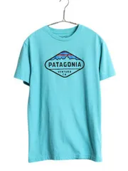 【お得なクーポン配布中!】 パタゴニア プリント 半袖 Tシャツ メンズ S 16年製 アウトドア フィッツロイ クレスト グラフィック オーガニック コットン スリム ブルー