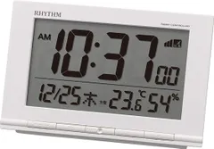 目覚まし時計 電波時計 温度計・湿度計付き フィットウェーブD193 リズム(RHYTHM) 白 9.3×14.5×4.1cm 8RZ193SR03