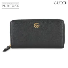未使用 展示品 グッチ GUCCI GG マーモント ラウンドファスナー 長財布 レザー ブラック 456117 ゴールド 金具 90273309