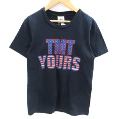 ティーエムティー TMT Tシャツ カットソー 半袖 ラウンドネック ラメ ロゴ S 紺 ネイビー /SM36 ■GY03のサムネイル