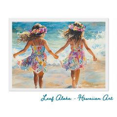 ハワイアンアート 額付き A4｜ふたりの夏空 No.26 Leaf Aloha