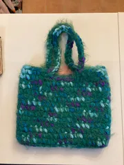 ニットハンドバッグ【グリーン】全5色　モヘア　ミニバッグ　韓国ファッション