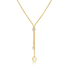 【特価商品】女性用 おしゃれ シンプル ゴールド 調整可能 ステンレス キュービックジルコニア パール プレゼント レディース ネックレス [Deelfel]