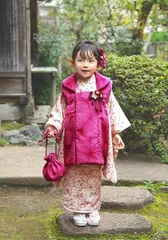 七五三 3歳 女の子 着物 セット “華徒然”ブランド 被布セット753「ローズ系ｘピンク」