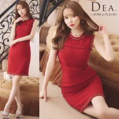 【DEA. by ROBE de FLEURS / ディアバイローブドフルール】シンプルツイードゴールドチェーンミニキャバドレス