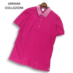 ARMANI COLLEZIONI アルマーニ コレツィオーニ 春夏 チェック切替★ 半袖 ボタンダウン 鹿の子 ポロシャツ Sz.M　メンズのサムネイル
