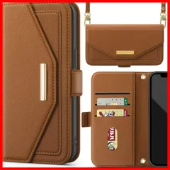 【在庫処分】NODALA iPhone13mini ケース 手帳型 アイフォン13ミニ スマホケース 財布型 ショルダー あいふぉん13mini 携帯ケース 肩掛け 斜めがけ カバー 手帳型 小銭入れ カード収納 ロングストラップ 長さ調節可能 ミラー付き女性