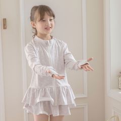 【花柄ベージュ】フリルラッシュガード TAK キッズ キャサリンコテージ