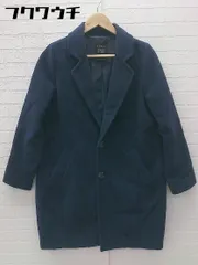 ■ w closet ダブルクローゼット 2B 長袖 チェスター コート サイズF ネイビー レディース 【中古】 【1103040008254】