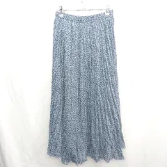 ◇ ⊂ AMERICAN HOLIC アメリカン ホリック 花柄 ロング プリーツ スカート サイズM サックスブルー ブラック レディース E  【1410290045831】