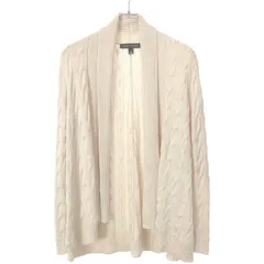 RALPH LAUREN ラルフローレン ショールカラーシルクケーブルニットカーディガン  アイボリー系 M