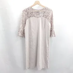 ◇ ⊂ GIRL ガール レース パーティー ドレス 七分袖 膝丈 ワンピース サイズM ピンクベージュ系 レディース E  【1412260018524】