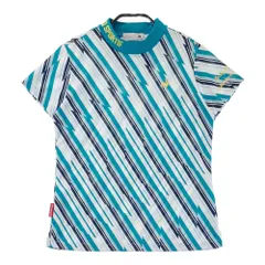 サイズ：M LE COQ GOLF ルコックゴルフ ; ハイネック 半袖Tシャツ 総柄 ブルー系 [240101354389]# ゴルフウェア レディース ストスト