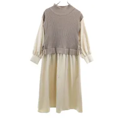 ITEMS URBAN RESEARCH アイテムズ アーバンリサーチ 長袖 ニット切替 ワンピース FREE ベージュ レディース 古着