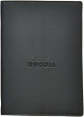 A5_ブラック ロディア カバー付き ノート A5 エピュレ ブラック ホチキス留めノート A5 5mm方眼罫 オレンジ付きRHODIA cf118159