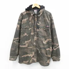 XL/古着 ディッキーズ Dickies 長袖 ジャケット パーカー メンズ ダック地 ヒジ当て 茶他 ブラウン 迷彩 内側キルティング 25oct10 中古 ア