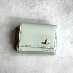 【美品】 Vivienne Westwood ヴィヴィアンウエストウッド / メタルオーブトリフォールドウォレット 三つ折り財布 ミニ財布 グリーン ORB
