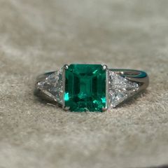 GIA コロンビア産F1エメラルド1.58ct ダイヤ0.683ct リング