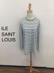 ILE SAINT LOUIS カットソー 長袖 ボーダー柄 グレー×ホワイト