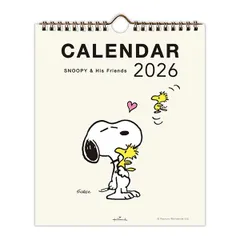 【ネコポス】 2026 カレンダー 壁掛け ホールマーク リングカレンダー（小） 縦型スヌーピー YDC-845-438 (ホ-22) 225×190mm 卓上用台紙スタンド付