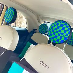 No.380 FIAT500 ヘッドレストカバー2点セット　ハンドメイド