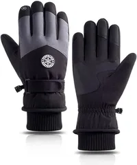 Karsaer スキー グローブ スノボー レディース 裏起毛 スキー手袋 メンズ バイクグローブ 冬 防寒 防風 防水 滑り止め スマホ対応 保温 厚手 登山 雪遊び 男女兼用G0025( ブラック＆グレー,  L)