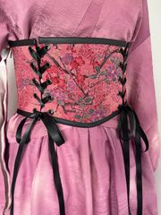 着物リメイク　帯ベルト　薔薇色黒　62