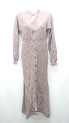 ◇ LILY BROWN フロントボタン ニット カジュアル タイト 長袖 ロング丈 ワンピース サイズONE ブラウン レディース E  【1308290044766】