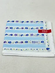 【値下げ】新品☆POLO ポロ ハンカチ 水色 花×ボーダーのサムネイル