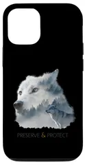【在庫セール】iPhone 15 Wolf Preserve & Protect Environment アニマルプロテクション シュールリアルアート スマホケース