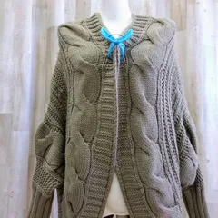 Bou Jeloud ブージュルード ケーブル編み ドロップショルダーカーディガン F ベージュ アースカラー オープンフロント アクリル100%