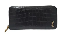サンローラン パリ 長財布 クロコ 型押し ラウンドファスナー 財布 ブラック 黒 SANT LAURENT サンローランパリ