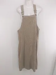 ◇ Samansa Mos2 blue コーデュロイ カジュアル ロング サロペットスカート ワンピース サイズF ベージュ レディース E  【1306210002216】