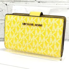【 MICHAEL KORS 】A A-1 マイケルコース MKシグネチャー 総柄  レザー ロゴメタル ラウンドファスナー ウォレット 小銭入れ 二つ折り財布 7カードポケット