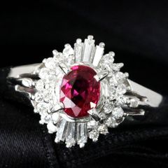 真紅！0.4ct ルビー ダイヤモンド プラチナ リング 鑑別書付