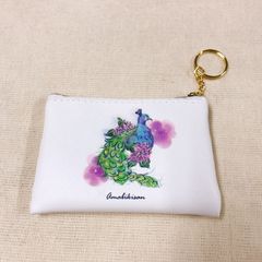孔雀のミニポーチ
