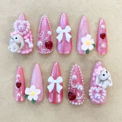 【ハンドメイド】ネイルチップ ピンク ※オーダー不可