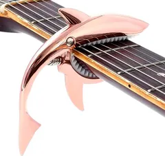 カポタスト アコギ  ギター 【ブロンズ/ブラック/クローム　強力に弦をホールド！】 ワンタッチ カポ サメ 「サメをモチーフにしたメタリックで、かっこいいデザインです」 シャーク ギター カポ ウクレレ カポ