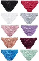 [Kurop] 4枚セット USAサイズ サテン生地 スーパーストレッチ パンティ レディース ショーツ パンツ 下着 セクシー かわいい 女性 光沢 大きい (L, 10色セット) [10色セット] [L]