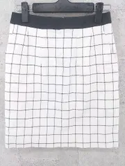 ◇ ef-de エフデ 格子柄 膝丈 タイト スカート 7 ブラック オフホワイト *  【1002799578905】