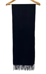 RE257 Aquascutum アクアスキュータム　マフラー　フリンジ付き　カシミヤ100% ブラック　黒　男女兼用　サイズ記載なし