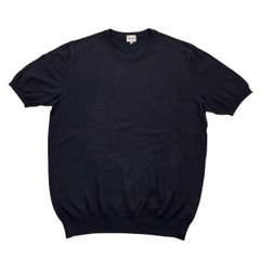 ARMANI アルマーニ 半袖ニットシャツ 紺 ニット メンズ 50 Lサイズ