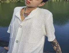 メンズ 半袖 カーディガン サマーニット オシャレ 全2色 vi-949