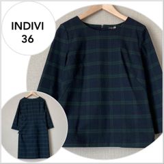 【美品♪】INDIVI ブラックウォッチ2WAYブラウス/ワンピース