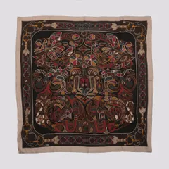 美品 エルメス カレ ジェアン 140 FOLKLORE フォルクロール カシミヤ