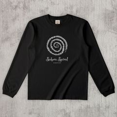 グラフィックロングTシャツ　Sakura Spiral Mono / White -Long-