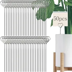 シルバートーンハート形 クリップホルダー 写真クリップ 50個セット 130mm メモ クリップ 金属線の場所カードのホールダー メモスタンド メモ 名刺 スタンド クリップ 写真立て 便箋クリップ カードホルダー パーティー装飾 DIY 金属製 結婚式記念日