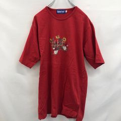 42/44　Blanche　Porte　ブランチポート　にわとり　鶏　ひまわり　向日葵　赤　Tシャツ　輸入　古着