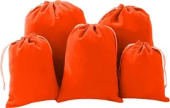 Lack labo 巾着袋 無地 小物専用 シンプル 旅行 子供 大人 アクセサリー ジュエリー 収納 S M サイズ 給食袋 入園準備 小学校 洗濯可能 ベルベット 柔らかい(オレンジ)