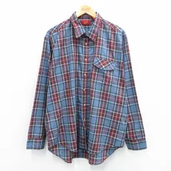 XL/古着 長袖 シャツ メンズ 大きいサイズ 薄紺他 ネイビー チェック 25oct02 中古 トップス